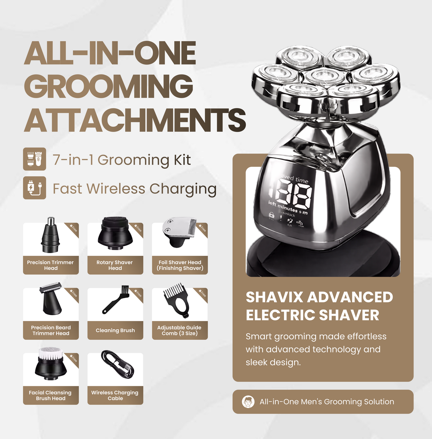 7-in-1 Electric Head Shaver – Smooth, Fast & Effortless Grooming + FREE Gifts Worth £36