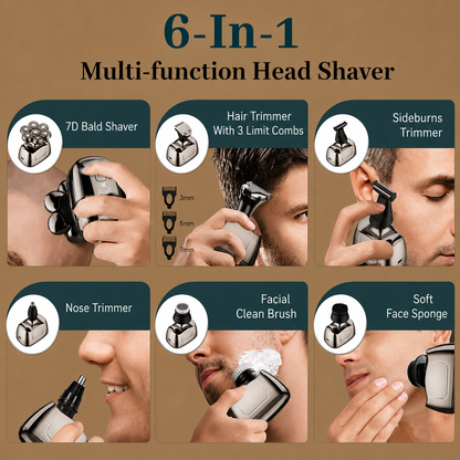 7-in-1 Electric Head Shaver – Smooth, Fast & Effortless Grooming + FREE Gifts Worth £36