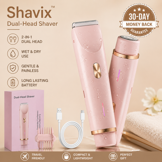 2 in1 Electric Lady Shaver for Women, Painless Womens Razor Bikini Trimmer, Waterproof Lady Shaver (Pink)