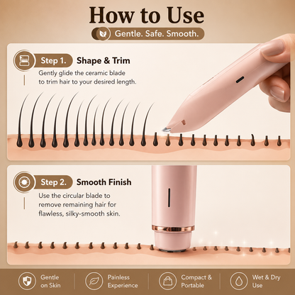 2 in1 Electric Lady Shaver for Women, Painless Womens Razor Bikini Trimmer, Waterproof Lady Shaver (Pink)