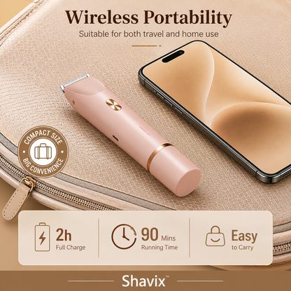 2 in1 Electric Lady Shaver for Women, Painless Womens Razor Bikini Trimmer, Waterproof Lady Shaver (Pink)